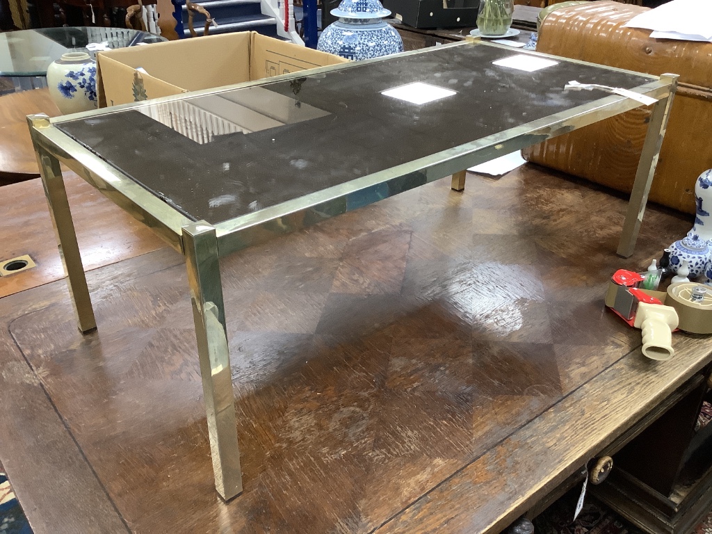 A Willy Rizzo style mirrored glass low table, width 99cm, depth 49cm, height 38cm